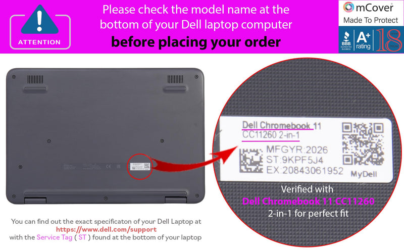 mCover Case Compatible Only for 2026+ 11.6" Dell Chromebook CC11260 2-in-1 (with 360° Hinge) Laptop Computer (NOT Fitting Any Other Dell Models) - Black
