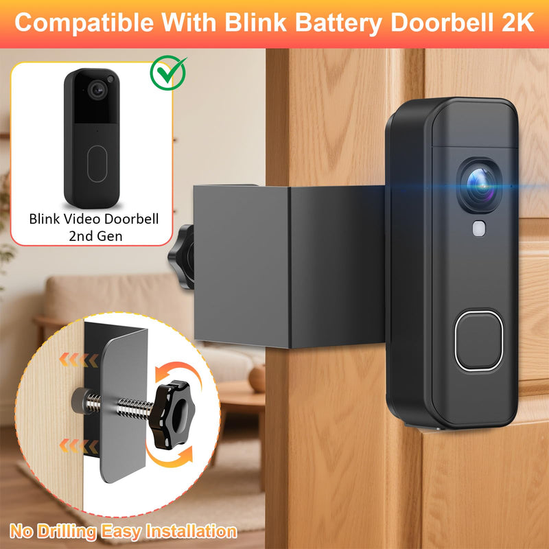 Anti-Theft Doorbell Mount Compatible with Blink Newest 2026 Battery Doorbell 2K+, No Drill Doorbell Camera Mount, Wireless Video Doorbell Mounting Bracket for Apartment Rental, Not for Security Door Black