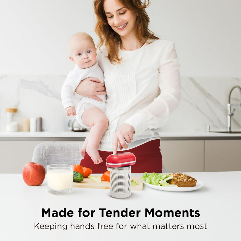 Kitchen Mama Mini Plus Rechargeable Electric Can Opener: USB-C Charging, Hands-Free, Auto Stop, Compact, Cordless, Smooth Edge - Perfect for Seniors with Arthritis, Home, and Travel (Red) Red Small