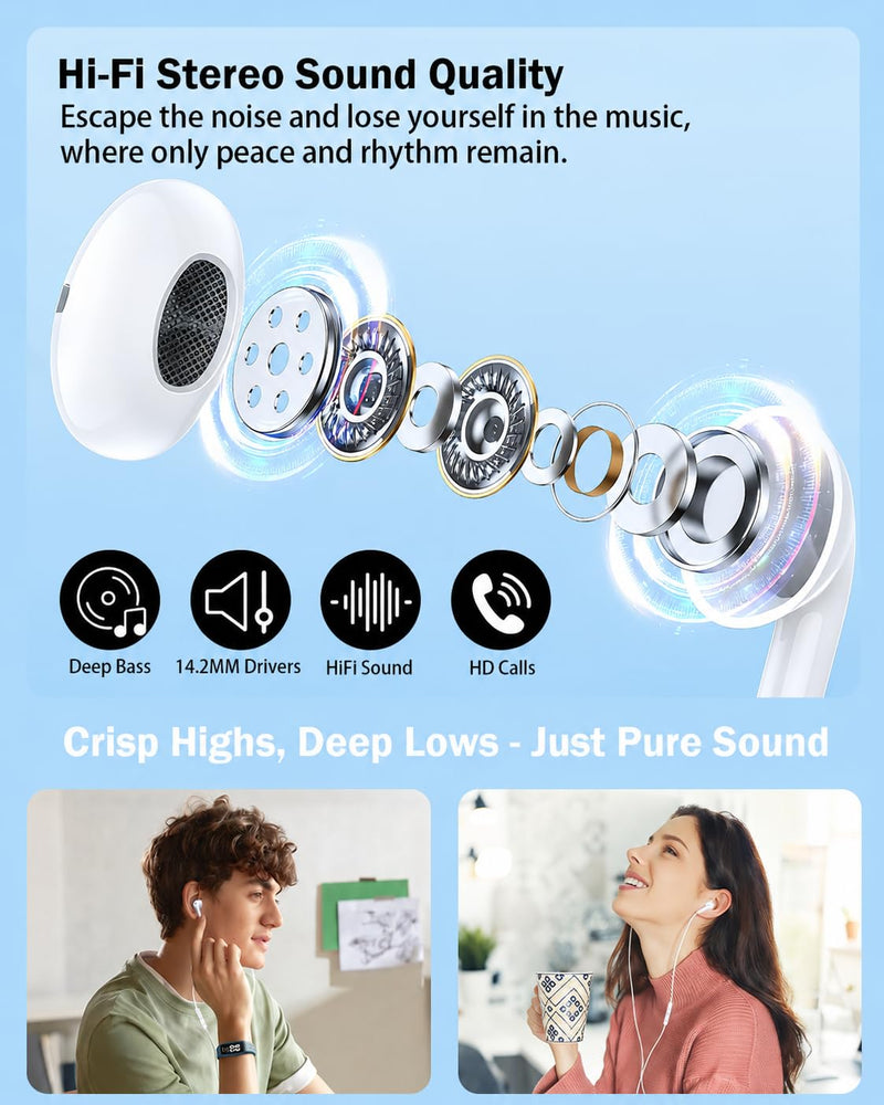 [MFi Certified]USB C Headphones for iPhone 17/16/15, 2 Pack Wired Earphones | Built-In Remote for Music, Calls and Volume Control; Compatible with iPhone 17/16/15, Galaxy and Pixel; 5-Year Warranty. C-white