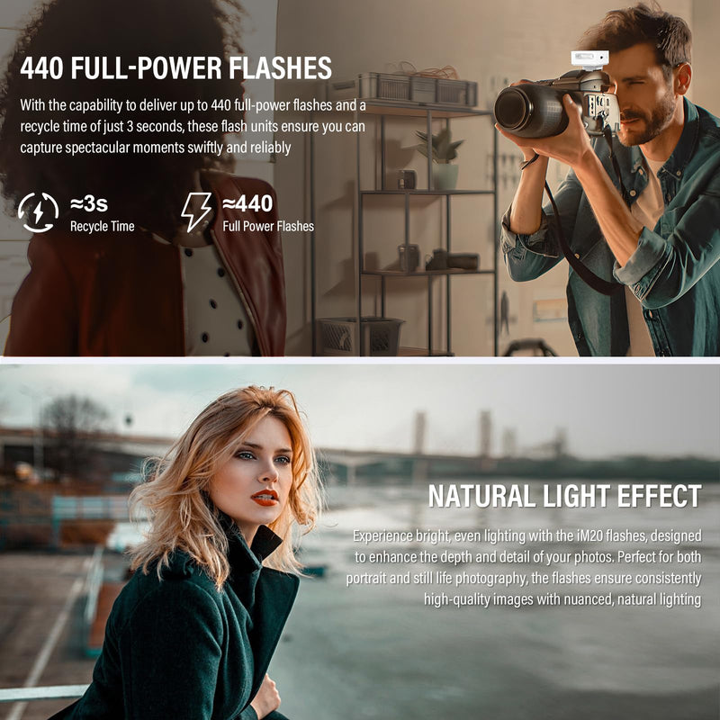 Godox iM20 Mini Flash for Sony zve10 Sony zv1 Ricoh gr3 470mAh | 440 Full-Power Flash 5 Levels Mini Flash Speedlite for Canon Nikon Fuji Olympus Camera White