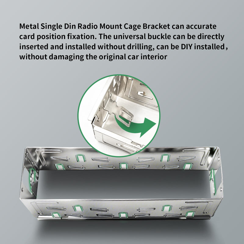 Universal Single Din Stereo Radio Replacement Fitting Cage Kit Single Din Radio Mount Compatible with Car Radios/Stereo/DVD Player 1 Din Installation Kit