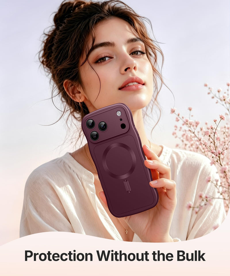 CAPRARO Magnetic for iPhone 17 Pro Case Cute Wave, Wine Red | Full Camera Protection, Compatible with MagSafe , Military-Grade Drop Protection, Wave Frame, Phone Case for iPhone 17 Pro For Iphone 17 Pro 6.3 inch