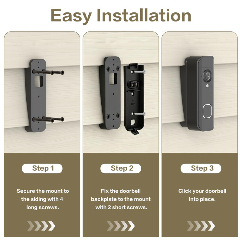 Vinyl Siding Mount for Blink Doorbell 2K+(2026 Blink Doorbell Camera Mount) | Fits 4" Standard Siding, Angle-Corrected Wedge Kit, Fixes Upward Tilt, Blink Doorbell 2K Angle Mounting Bracket, Easy Install Matte Black