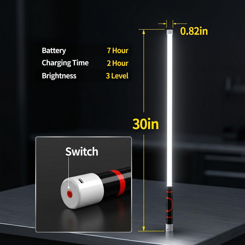 Flexible LED Light Stick, 30" Rechargeable Bendable Hands-Free High Lumen Light for Car Repairs Mechanics Camping