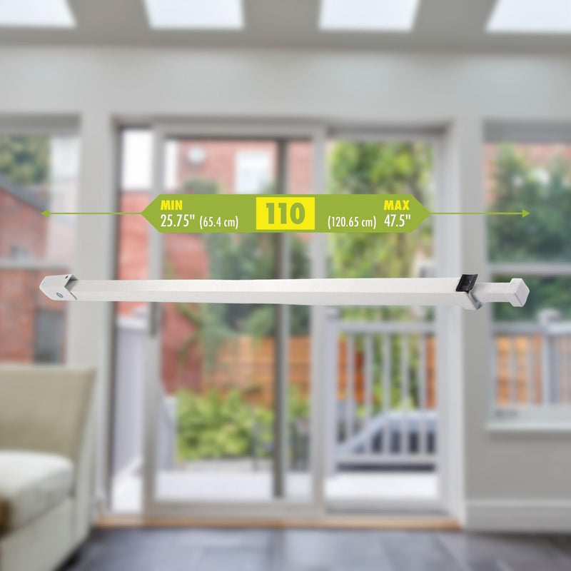 Ideal Security Sliding Door Security Bar with Childproof Lock, Adjustable, for Patio Doors and Sliding Glass Doors (25.75-47.5 Inches) Pack Size 1 White