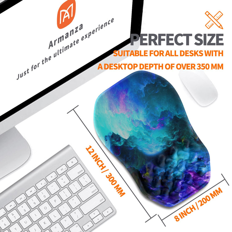 Ergonomic Slope Mouse Pad Wrist Support, Wrist Rest Mousepad for Carpal Tunnel Pain Relief with Massage Bulge and Slow Rebound Memory Foam (12x8 inch, Nebula) AM044-nebula