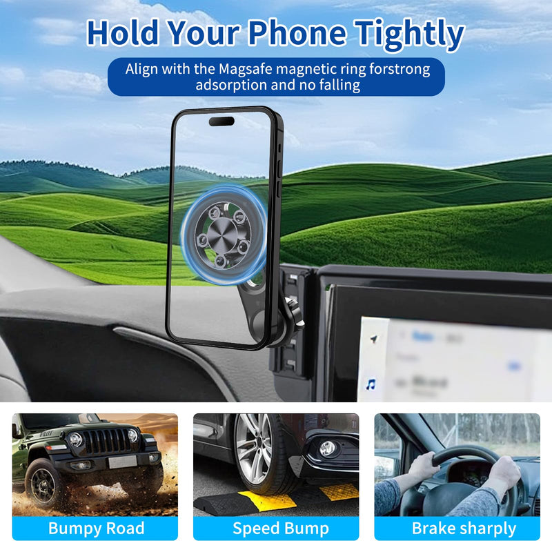 Car Phone Holder for Toyota Highlander 2020-2025 Accessories 12.3-inch Screen，Car Mount，[Strongest Magnets] 360° Rotation [Adjustable Extended Arm]，Compatible with All Cell Phones for Highlander 2020-2025（12.3-inch screen only）