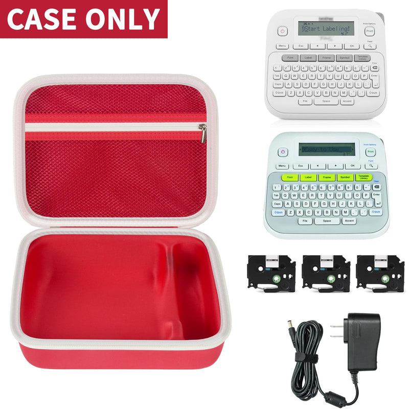 Case Compatible with Brother P-Touch PTD220 210 Home/Office Everyday Label Maker, Storage Holder Carrying Organizer for Label Tapes, AC Adapter, Charging Cables (Box Only) -Red Red