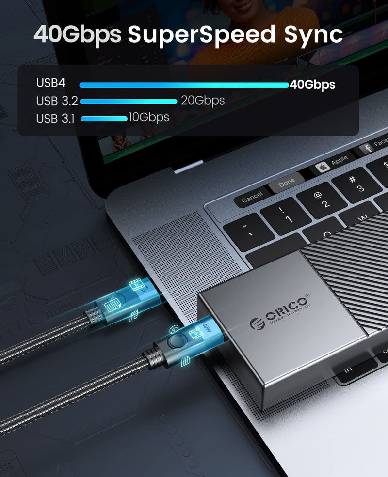 ORICO 1M USB C to USB C Cable, 240W PD 3.1 Charging, 20Gbps Data Transfer, Compatible with Dell, iPad, Pixel, Hub, Docking and More 20Gbps/1M Straight