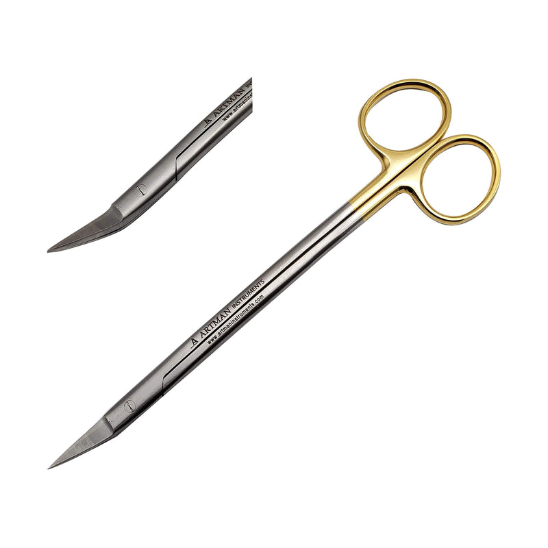 ARTMAN INSTRUMENTS Dean Scissors 7 inches Double Curved Gold Plated with tungsten carbide inserts Surgical Dental ENT