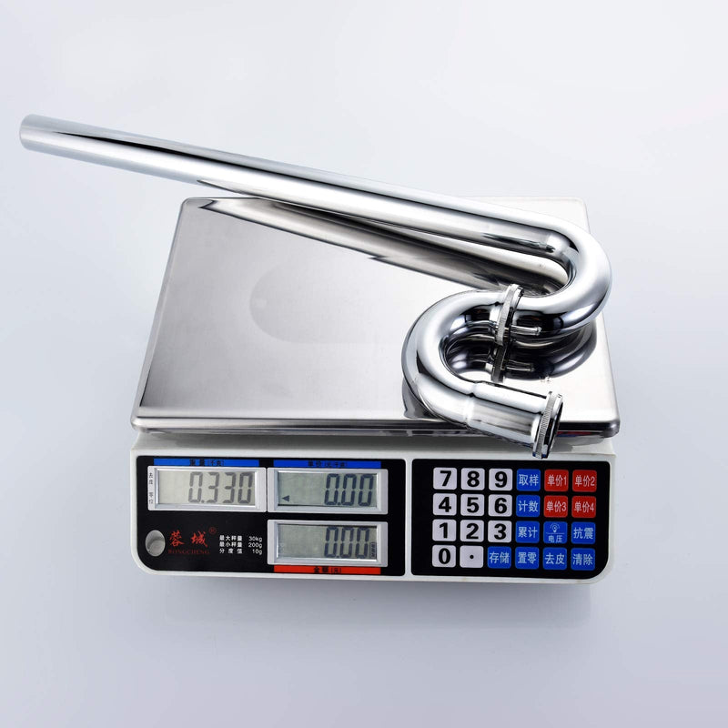 CIENCIA Sink Trap Brass S Trap for Bathroom Sink Kitchen Sink Sewer Pipe Drain Tube S Trap Chrome, WT04