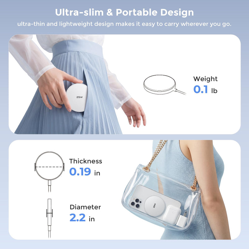 MagSafe Charger 25W Magnetic Wireless Charger Charging Pad with 30W Adapter | 30W USB C adapter and 4.2FT Type C cable, compatible with iPhone 17/16/15/14/13/12 Series and AirPods 4/3/2/Pro