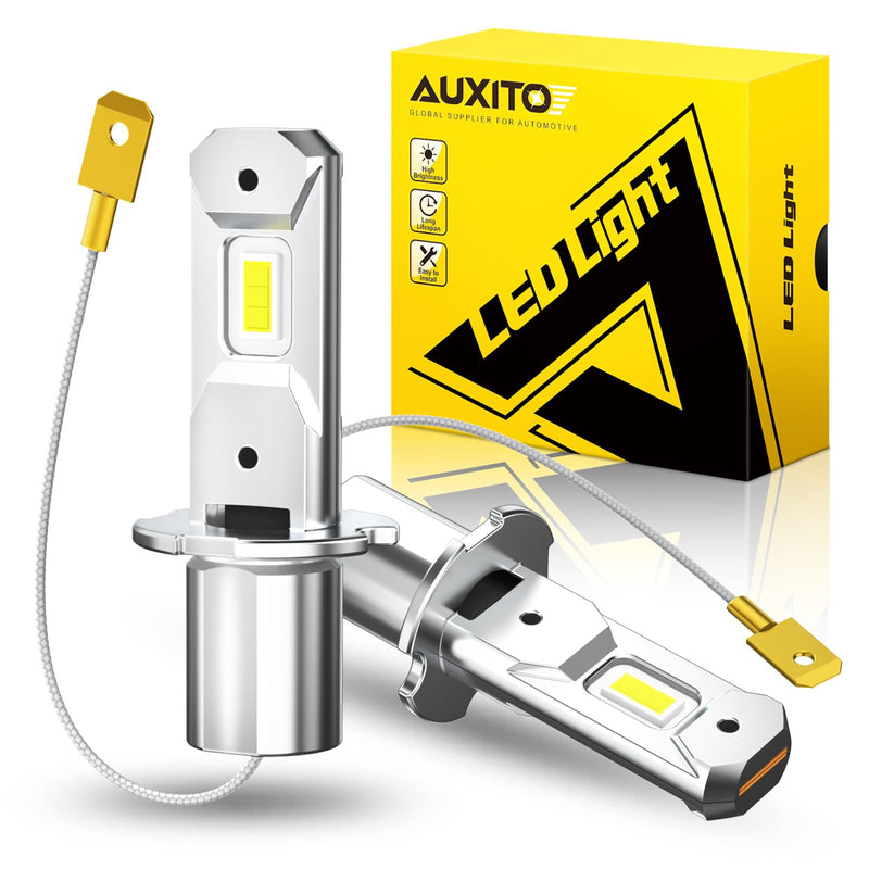 "AUXITO H3 LED Bulb, 16,000LM 600% Super Brighter, 10 Years Lifespan, 1:1 Size Plug-n-Play, 100% Perfect Installation, H3 LED Fog Light Bulb for Fog Lamp, DRL, Canbus Ready, Pack of 2". Cool White H3/H3ll