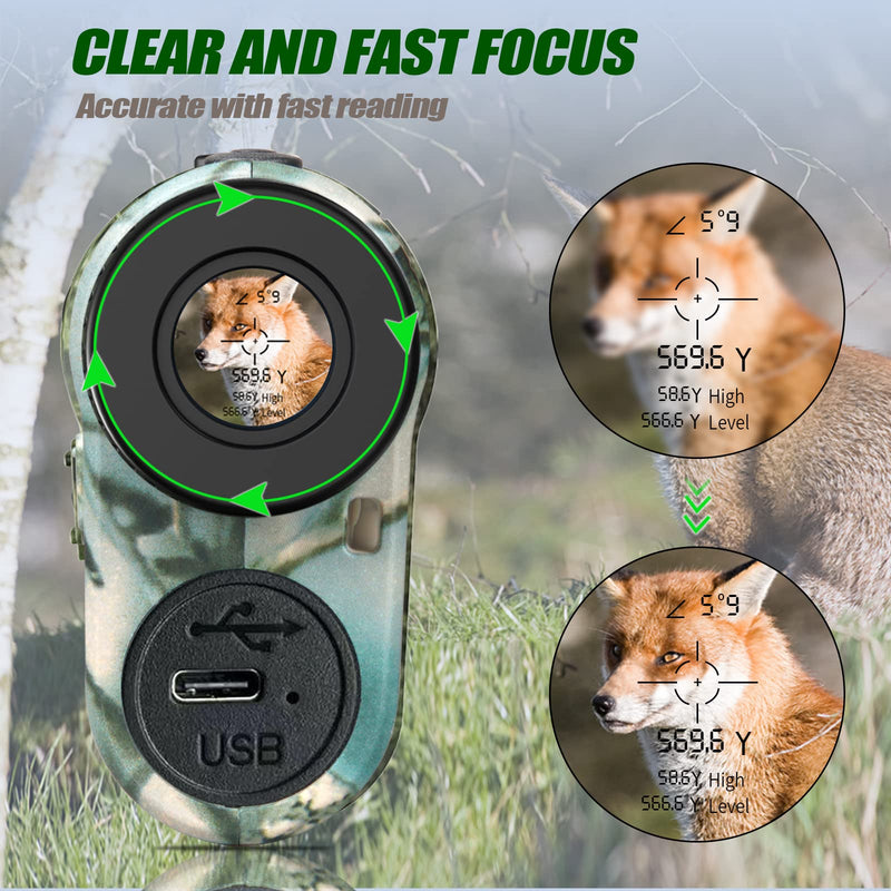 Hunting Laser Rangefinder with Rechargeable Battery 1000 Yards Hunting Range Finder with Target Acquisition Technology Easy-to-Use Clear Accurate Rangefinders for Hunters 1000Y Camo New