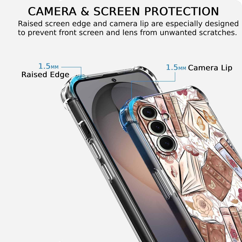 Case for Samsung Galaxy S26 with Aesthetic Design,Vintage Butterfly Brown Book Pattern,Clear Slim Soft TPU Bumper Phone Cover,6.3”(Butterfly,Sx26)