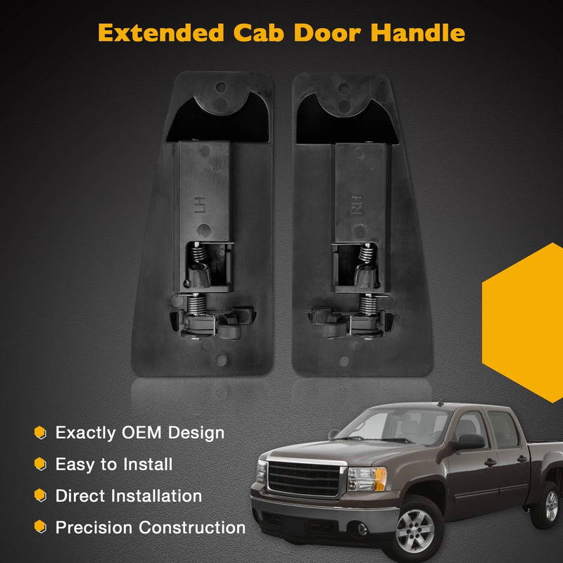 Extended Cab Door Handle Rear Left Driver and Right Passgenger Side | for 1999-2007 Chevy Silverado GMC Sierra 1500 2500 3500 | Replaces# 15758171, 15758172 Plastic Black
