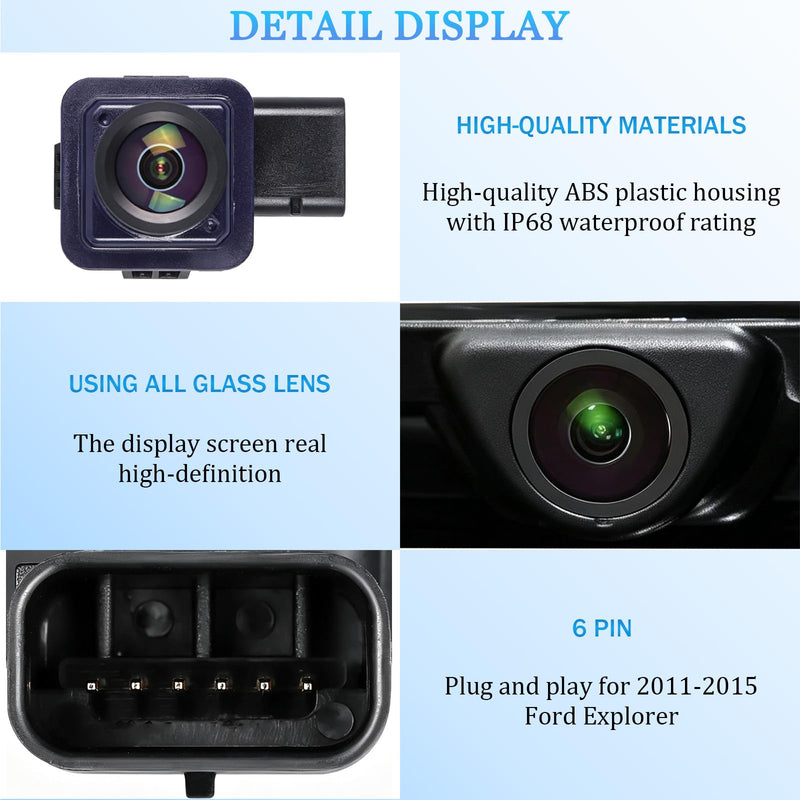 Backup Camera fit for 2011 2012 2013 2014 2015 Ford Explorer BB5Z-19G490-A | EB5Z-19G490-A DB5Z-19G490-A EB5T-19G590-AA Rear View Reverse Camera Parking Assist Camera Replacement EB5T19G490AA 590-421