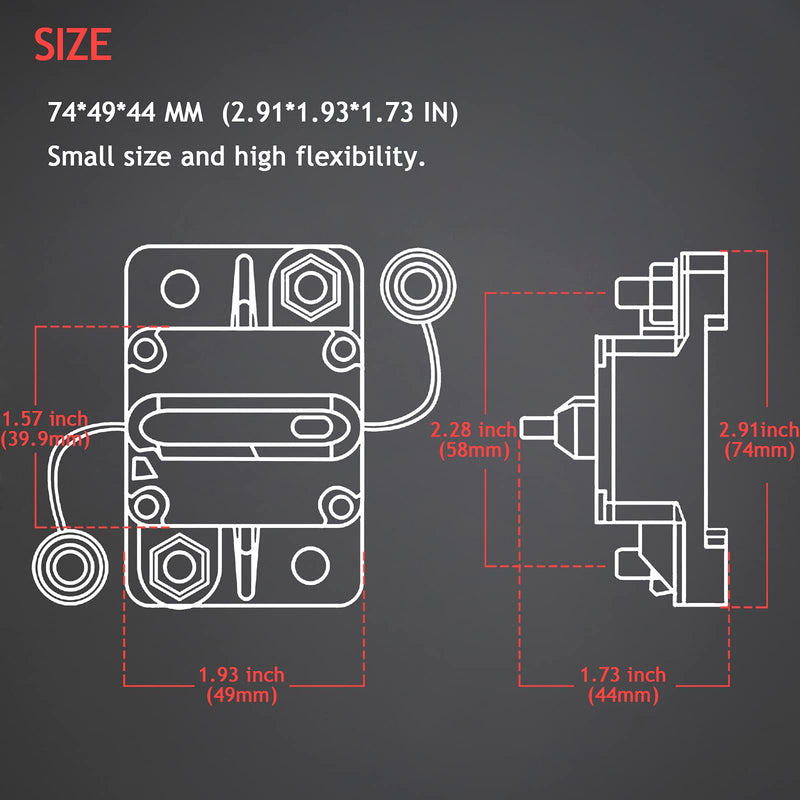 3 Pack 100 Amp Circuit Breaker Manual Reset Car Marine Trolling Motors Boat ATV Manual Power Protect for Audio System Fuse 12V-48VDC 100A