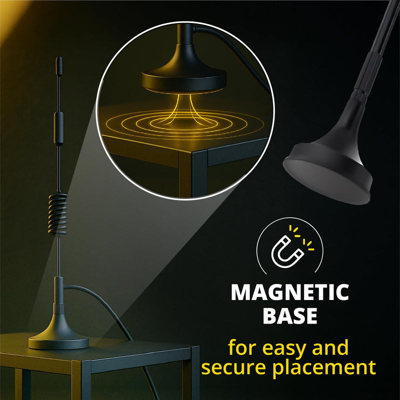 Dual Band WiFi Antenna 2.4GHz 5GHz 5.8GHz 2dBi Magnetic Antenna RP-SMA Male Antenna for WiFi Router Wireless Network 1 PACK