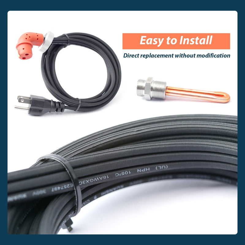 F7TZ-6A051-AA Diesel Engine Block Heater Replacement for Ford F-250 F-350 7.3L for Powerstroke Diesel 1995-2003 with Cable Cord 120v 1000w 3/4" NPT