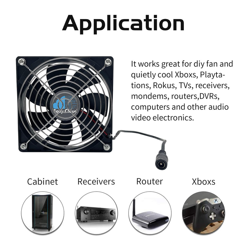 Computer Fan with AC Plug, 120mm Variable Speed Axial Muffin PC Fan with Controller 120V 110V 220V Small 12V Case Cooling for PC Server Cabinet DVR TV Router Receiver Xbox Greenhouse 1 Pcs 120mm x 25mm