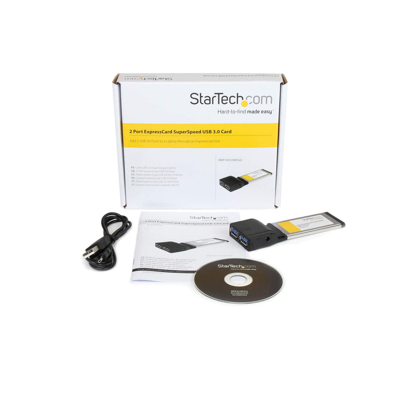 StarTech.com 2 Port ExpressCard SuperSpeed USB 3.0 Card Adapter with UASP - USB 3.0 Controller - USB 3.0 ExpressCard - 5Gbps - USB 3.0 Adapter, TAA (ECUSB3S22) Standard Mount