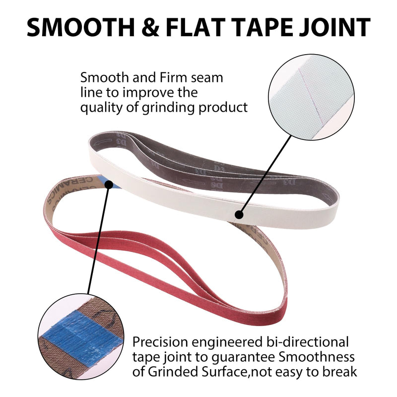 1 x 30 Inch Sanding Belts for Knife Sharpening, 3 Pcs Each of 120 240 400 800 1000 5000 Grit Sander Belts for Knives Metal Polishing,18 Pack MIX