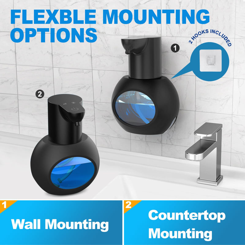 Automatic Foaming Soap Dispenser 15oz/420ml Foaming Hand Sanitizer Touchless Wall Mount with 4levels Adjustable Free Touch Electric Soap Dispenser Rechargeable with Sensor for Kitchen Bathroom Black 1