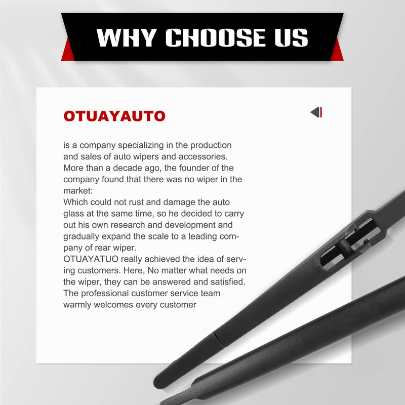 OTUAYAUTO Rear Windshield Wiper Arm- Replacement for 2016-2020 KIA Sorento, Telluride 2020-2024 Back Window Wiper Blade Arm and Blade Accessories Assembly Rear Wiper Arm and Blade Replacement for Kia Sorento 2016-2020