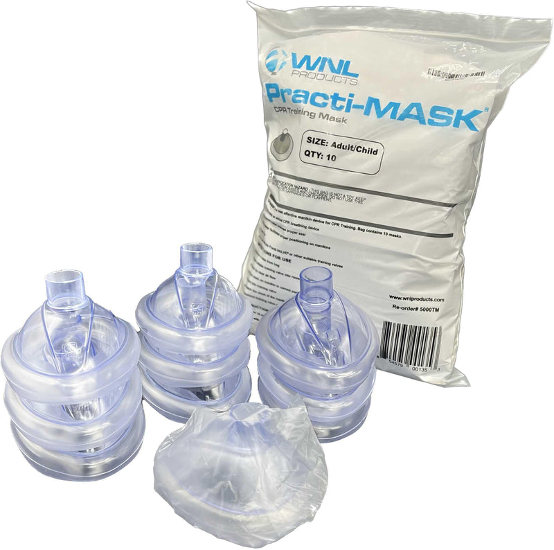 WNL Products 5000TM Practi-Mask Adult/Child CPR Training Mask Includes 10 sets (10 Pack - Adult & Child) 1 Count (Pack of 10)