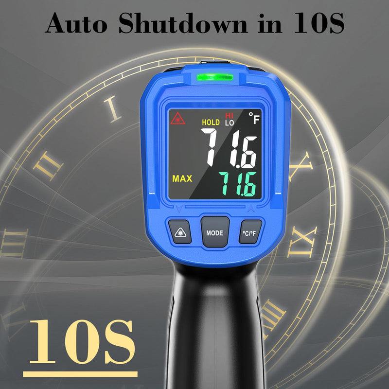 FKM Laser Thermometer Gun -58°F~1112°F(-50°C~600°C),Non Contact Infrared Thermometer Gun for Industrial,Engine,HVAC,Kitchen Cooking,Digital Temperature Gun Adjustable Emissivity,Not for Human Blue