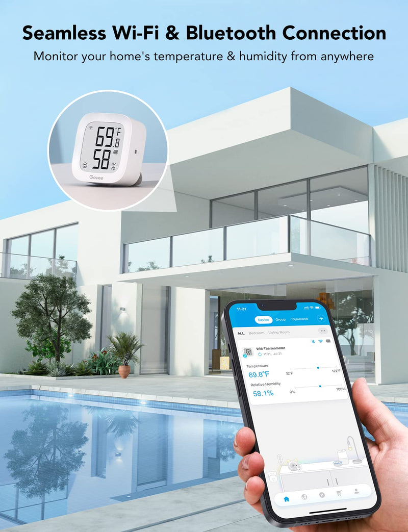 Govee WiFi Thermometer Hygrometer H5103, Indoor Bluetooth Temperature Humidity Sensor with Electronic Ink Display, App Notification Alert, Free Data Storage Export, Digital Remote Monitor for Bedroom 1