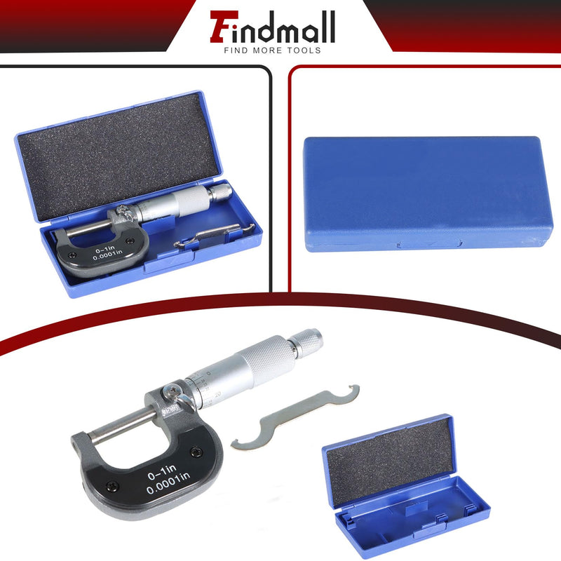 findmall 0-1" Outside Micrometer 0.0001" Carbide Tipped 0-1 Inch Micrometer Machinist Tool
