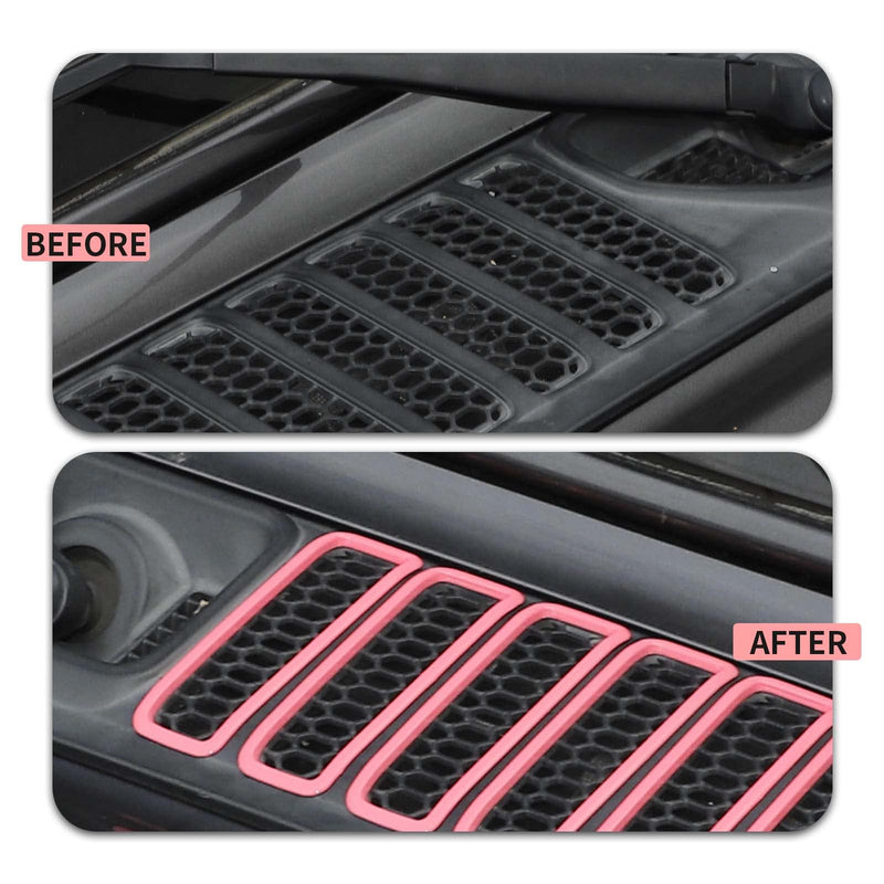 Hood Vent Cover Cowl Panel Vent Cover Trim Fit for 2018-2025 Jeep Wrangler JL JLU & Gladiator JT Exterior Accessories (Pink) Pink