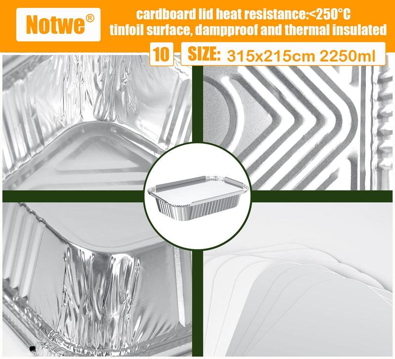 Notwoe® 40 Pack Disposable Aluminum Pans with Lids, 12x8 and 8x6 Square 8x5 6.9x4.3 Square Combo Set, Disposable Baking and Cake Pan. (40 Pack w/Lids) 40 Pack w/Lids