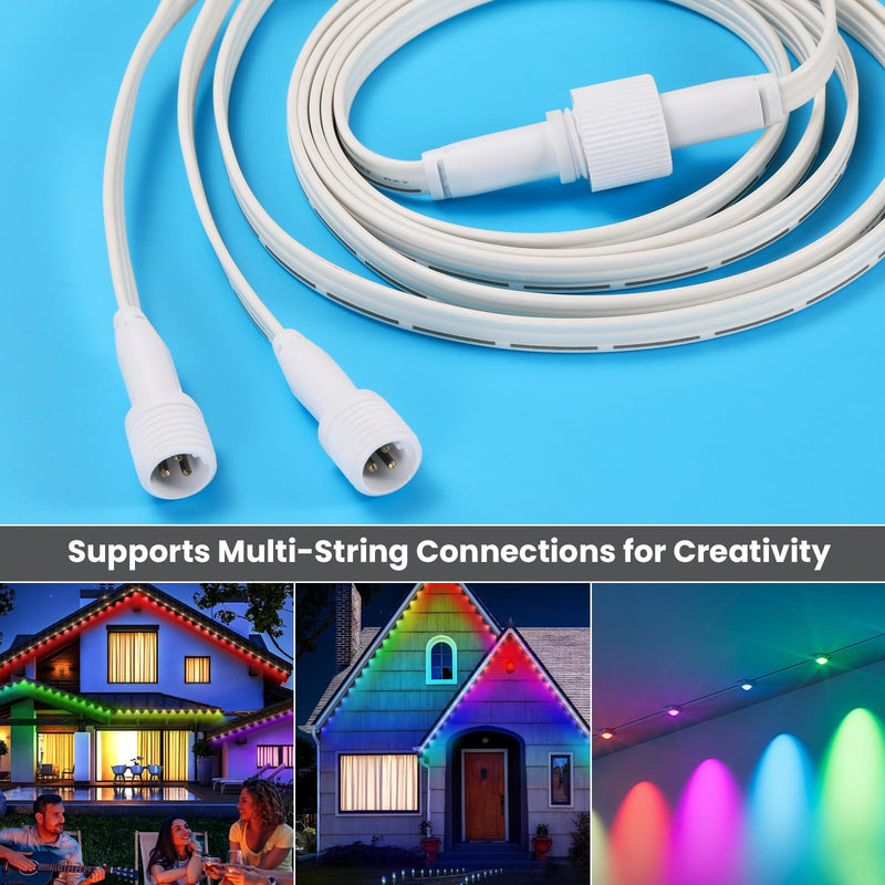 Permanent Outdoor Lights Extension Lead Waterproof Cord,Waterproof Extension Cable 3Pin,IP68 Extension Cable for Go-vee H705A/B/C, H706A/B/C (13FT Extension) 13FT Extension