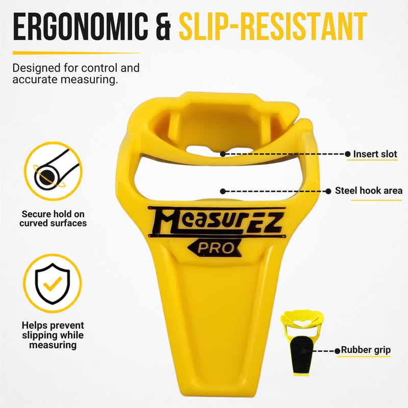 No Slip Tape Measure Hook Extension | Rubber Grip Hook for Round Edges | Measure Pipes, Columns & Curved Surfaces | Do-It-Yourself (DIY), Handyman, Construction Gift & Stocking Stuffer | USA Made 1 pack