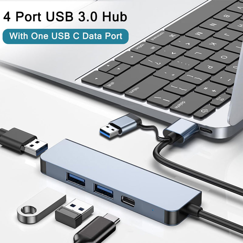 USB C Hub USB 3.0 Hub for Laptop PC, 4 Port USB to USB C Hub Adapter with 1 USB 3.0, 1 USB C, 2 USB 2.0 Ports, USB Port Hub for MacBook, Mac Pro, iMac, iPad Pro, Surface, XPS, Flash Drive, Mobile HDD
