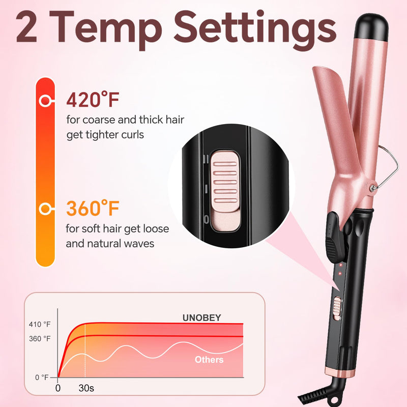  [AUSTRALIA] - Large Curling Tong 32mm Ceramic Curling Iron Wand for Soft Bouncy & Waves | Hair Curler Wand with 2 Temperature Settings, Long-Lasting Curls for Long & Medium Hair, Fast Heat-Up, Dual Voltage
