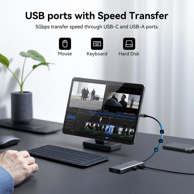 USB C Docking Station Dual Monitor Adapter Laptop Docking Station 3 Monitor 4.2inches