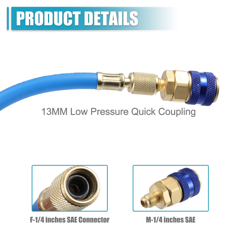X AUTOHAUX Oil and Dye Injectors Kit 30ml/1 Oz Hand Push Compressor Manual AC Oil Dye Injector with Quick Coupler 1/4 SAE Connector Car HVAC Compressor Oil Dye Injector Refrigerant Tool