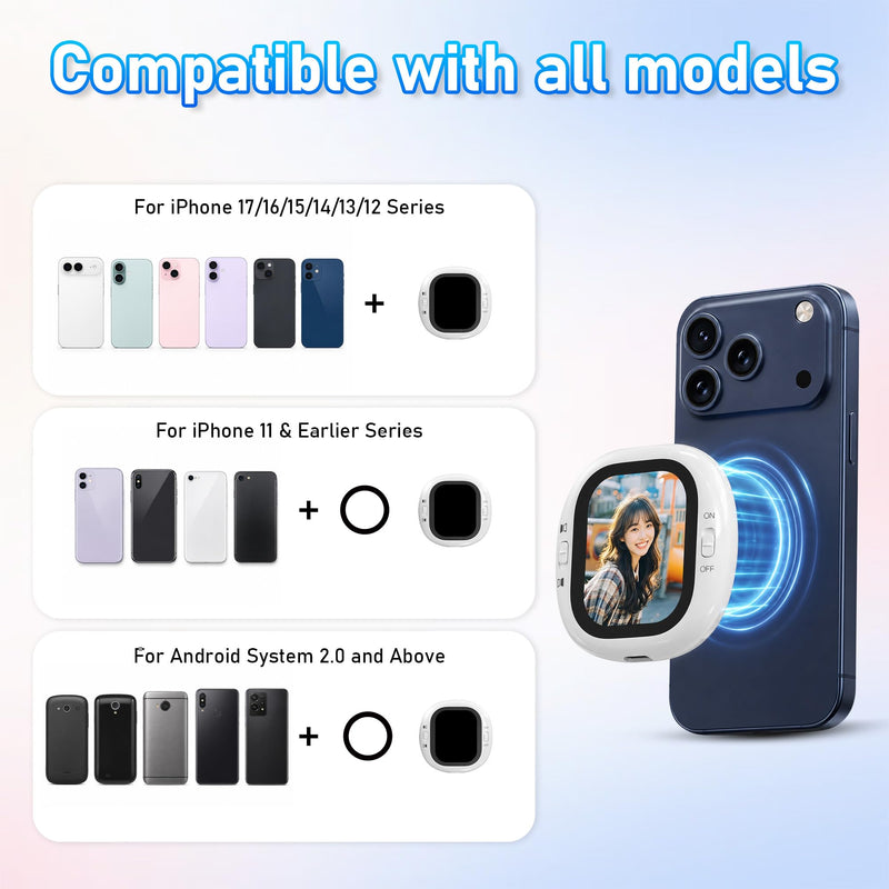 Mini Magnetic Vlog Selfie Monitor Screen for iPhone with Remote, Back Camera Monitor with Screen Mirroring, HD Phone Monitor Screen for Vlogging, Live Streaming, Content Creation R1021