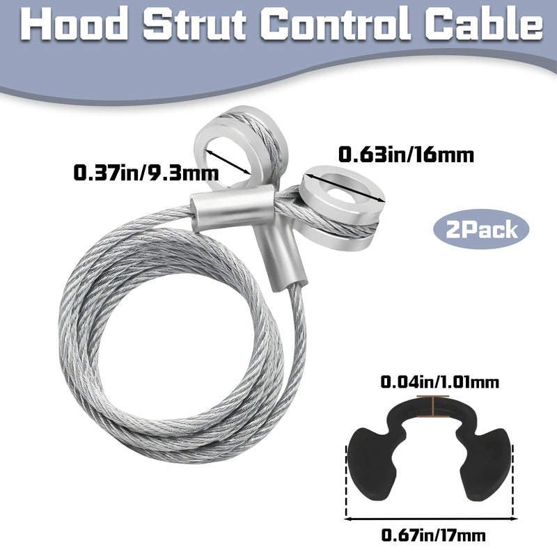 2-Pack Hood Strut Control Cable for HLK2047 - Precise Fit Hood Release Latch Cable - Compatible with Peterbilt 1987-2010 Front Hood Control Cable Fit for 357, 375, 377, 378, 379 - L92-6000-0718