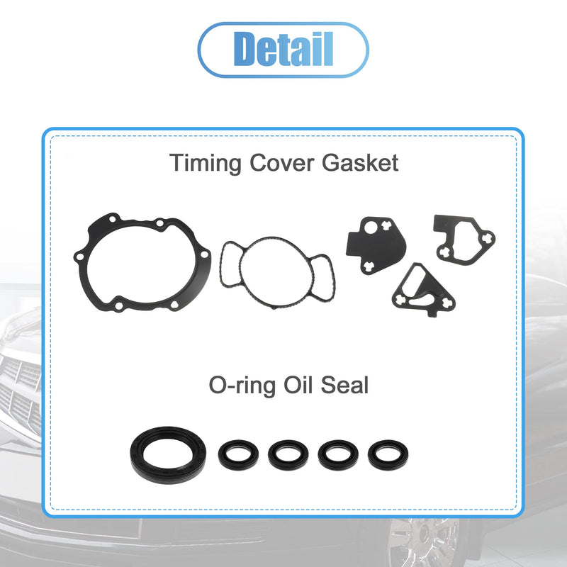 X AUTOHAUX Timing Cover Gasket and Seal Set 67828 448924 for Chevy Equinox 3.0L 2010-2012 for GMC Acadia 3.6L 2007-2016 Rubber Stainless Steel