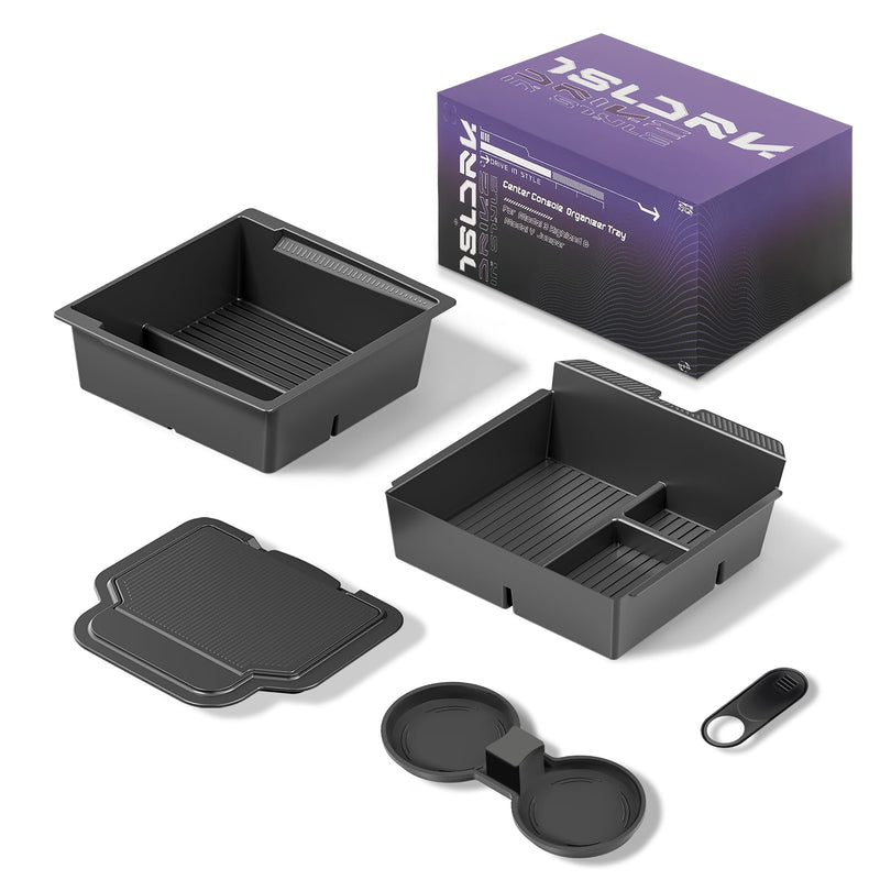 Center Console Organizer Tray for Tesla Model Y Juniper Accessories 2025 2026/For Tesla Model 3 Highland Accessories 2024 2025 2026 [Slide Smoothly/US Patent] Cup Holder Matte Black