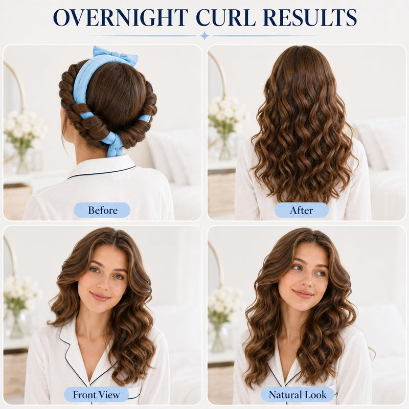  [AUSTRALIA] - 8Pcs Heatless Curlers Set, Hair Rollers with Clips, Heatless Curling Rods, No Heat Hair Curlers for Overnight Blowout rods, Heatless Curls for Long and Short Hair (blue) Blue 1 count (Pack of 1)