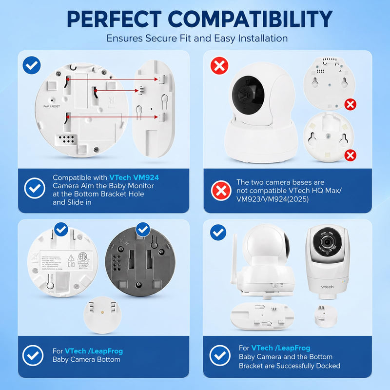 Baby Monitor Mount for HelloBaby: HB65/HB6550/HB66/HB248/HB30 | Adjustable Flex Stand - 3-Second Tool-Free Clamp - Non-Slip Rubber Grip - Secure for Crib - Fits 15-60mm Rail