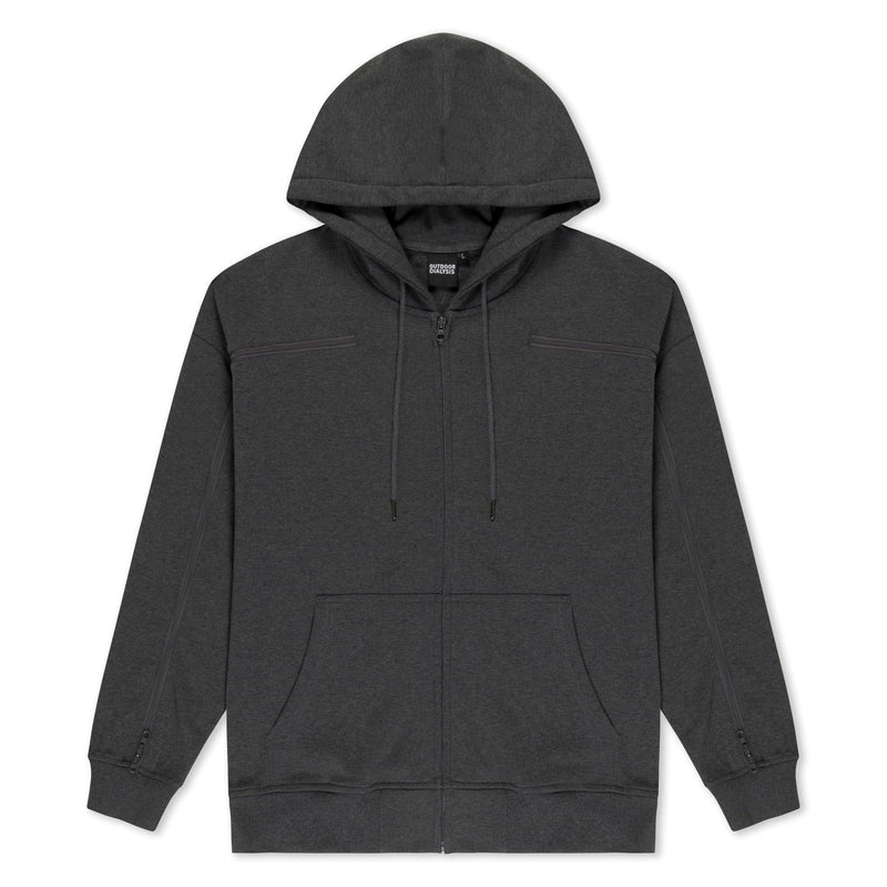 95% Cotton Full-Zip Hoodie with Full-Arm Access | Dialysis, Chemo & IV Infusion Sweatshirt | Unisex Relaxed Fit 3X-Large Gray
