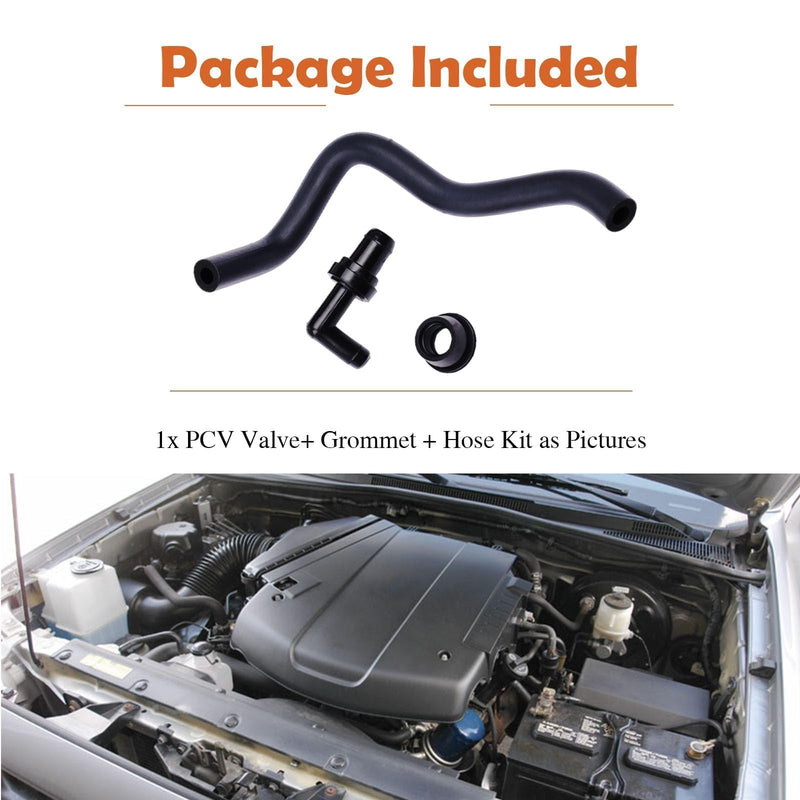 PCV Valve 90°+ Grommet + Hose Kit Fit for Toyota 4Runner Tundra Tacoma 3.4L V6 Replace#：12261-62041，90480-18001，17130-PM6-003 With Hose